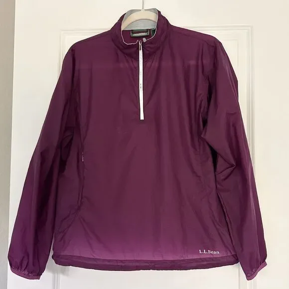 L.L.Bean Windbreaker Womens M Purple Quarter Zip Pullover Lightweight Jacket - Picture 2 of 9